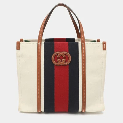 Petit sac cabas Gucci GG en toile et cuir multicolore imbriqué - Photo 1/4