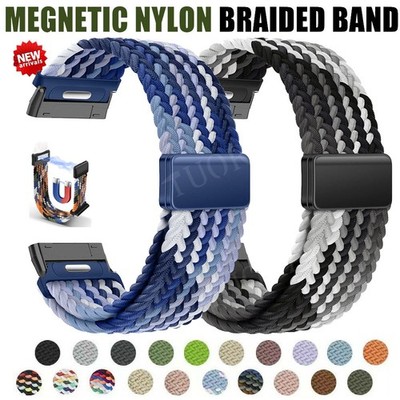 Magnet Nylon Armband Für Fitbit Versa 4 3 Sense/Sense 2 Braided Ersarz Uhrenband