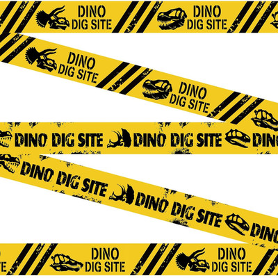 2 Rolls 3'' X 98 Feet Dino Dig Site Caution Tape Decorations Dinosaur Theme Part
