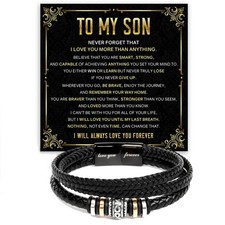 To My Son Bracelet, Leather Braided Gift from Mom Dad, Graduation, Birthday...