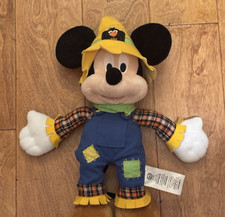 Disney's Mickey Mouse Scarecrow Plush with Blue Overalls 14" Autumn