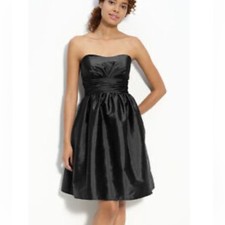 ELIZA J New York Black Satin Ruched Sweetheart Cocktail Prom Dress Women Size 4