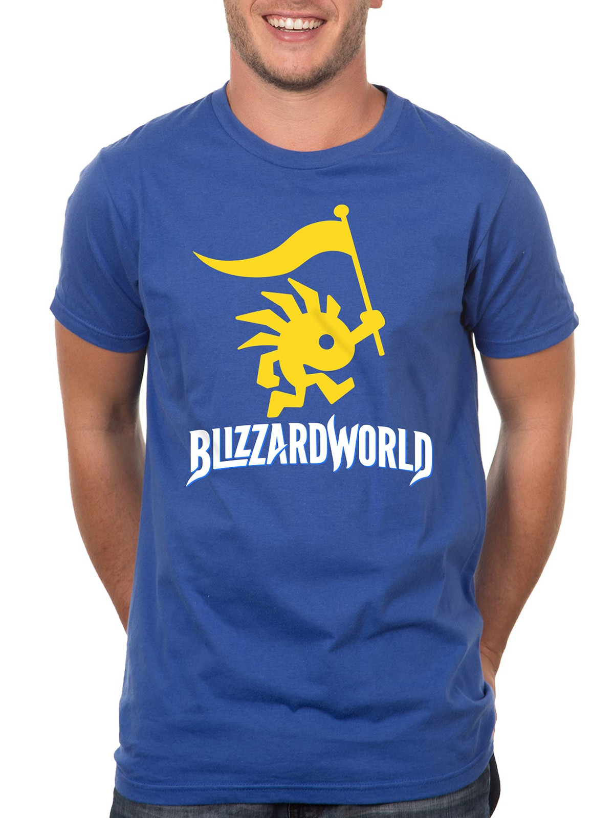 Мужская футболка для геймеров с логотипом JINX Overwatch Blizzard World XXL Royal Heather 4390₽