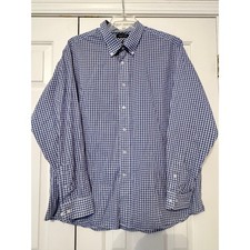 Nautica Men's Button-Down Blue Checked Dress Shirt, XXL