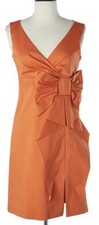 RED VALENTINO Orange Bow Detail Sheath Cotton Dress SZ EU 38 US 0 Cocktail Party