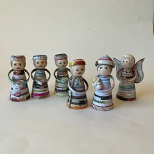 Recycled Paper Nativity Set of 6 Holy Family and 3 Wise Men 4 Inches New In Box