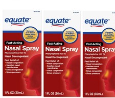 Equate Nasal Four Nasal Spray, Fast Acting Nasal Decongestant, 1 Fl Oz Pack of 3