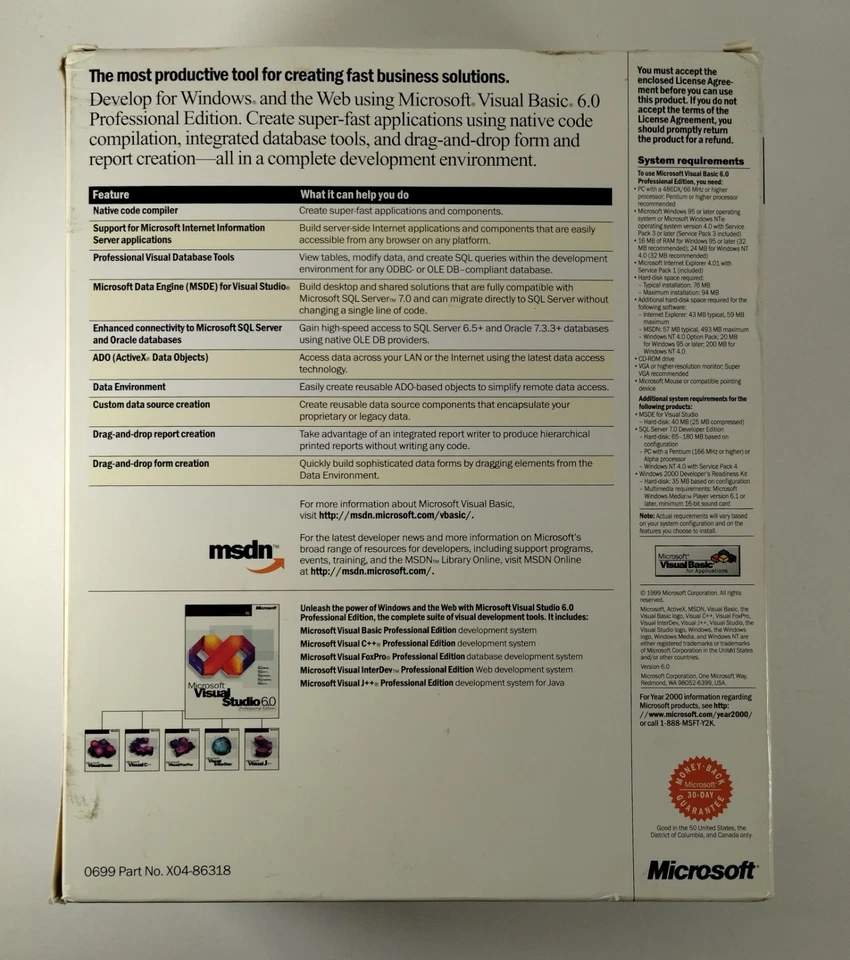 Microsoft Visual Basic Professional Edition Pro 6 203-00769 Free Shipping - Image 2 of 4