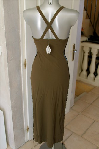 Lace Dress Lycra Khaki Luxury VANNINA VESPERINI Size 36 New Tag Val 350€ - Picture 4 of 6