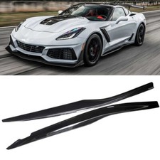 For 2014-2019 Corvette C7 Z06 Style Side Skirt Extensions Splitter Gloss Black