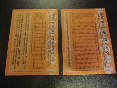 RARE 1988 Topps Barry LARKIN Wrong Back ERROR & Correct - Reds Ken