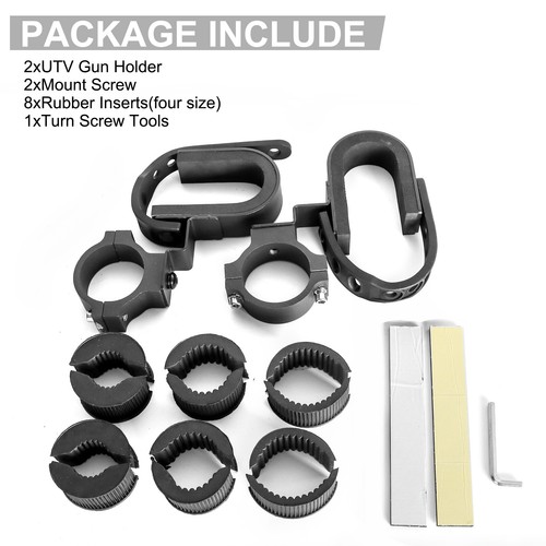 Pair UTV Gun Holder Rack Shovel Mount for 1-2'' Round Roll Bar Polaris RZR Honda - Picture 7 of 8
