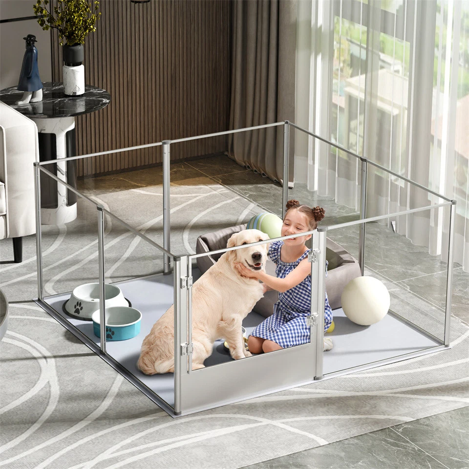 Tall 32inch Clear Acrylic Dog Playpen Fence Large Pet Whelping Pen Box Kennel XL - Image 3 of 4