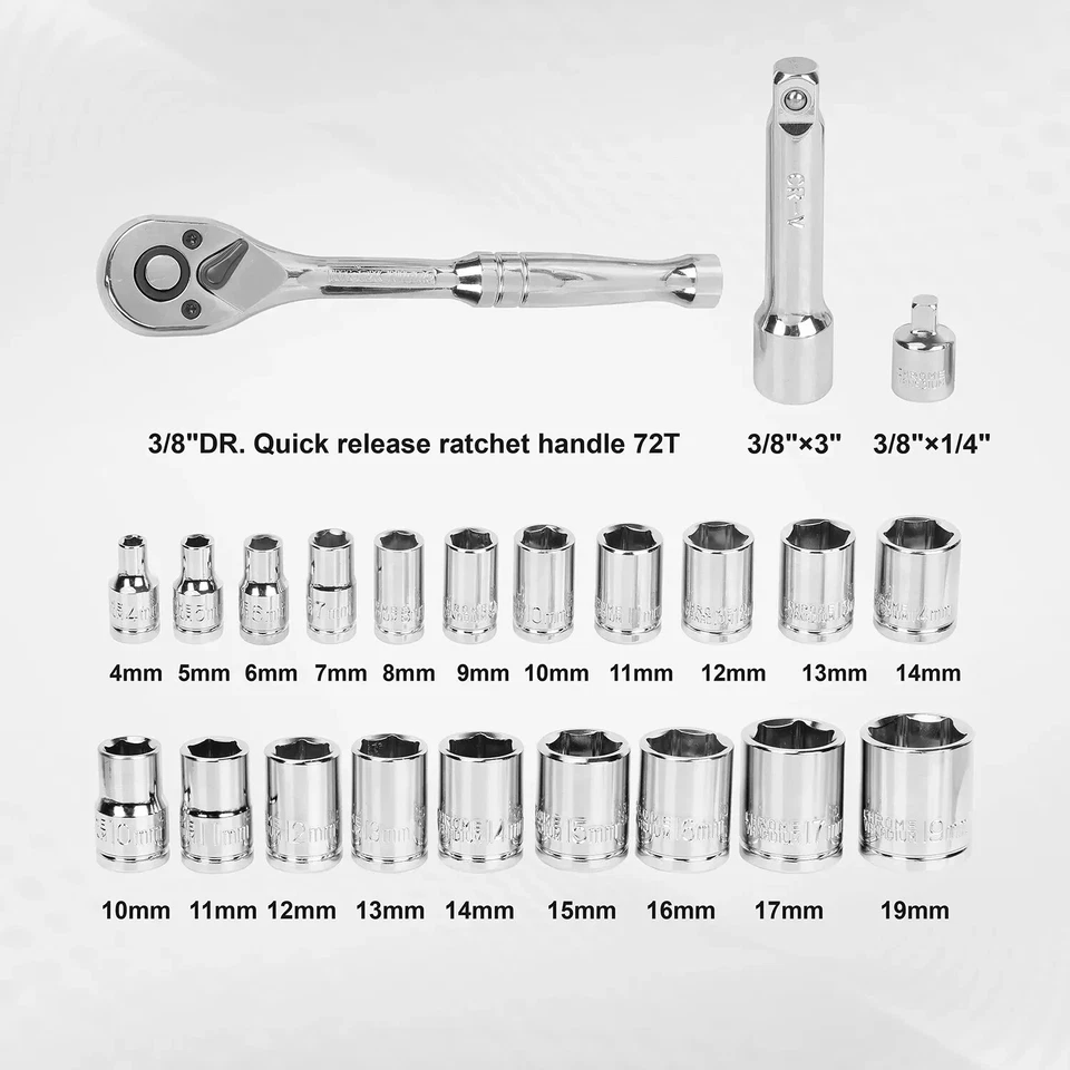 WORX 23Piece 1/4"+ 3/8"DR. Socket Set With Rotatable Rack - Image 2 of 4