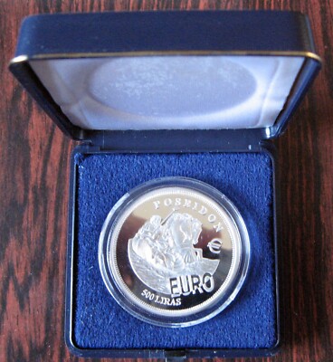 ORDER OF MALTA - POSEIDON 500 LIRAS 2001 PROOF EURO 1 OZ SILVER