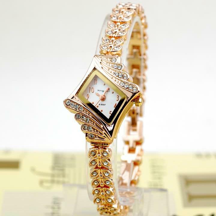 Luxury Women Ladies Stainless Steel Rhinestone Band Analog Quartz