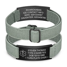 Personalized Medical Alert ID Bracelet Emergency Bangle Wristband Elastic Strap