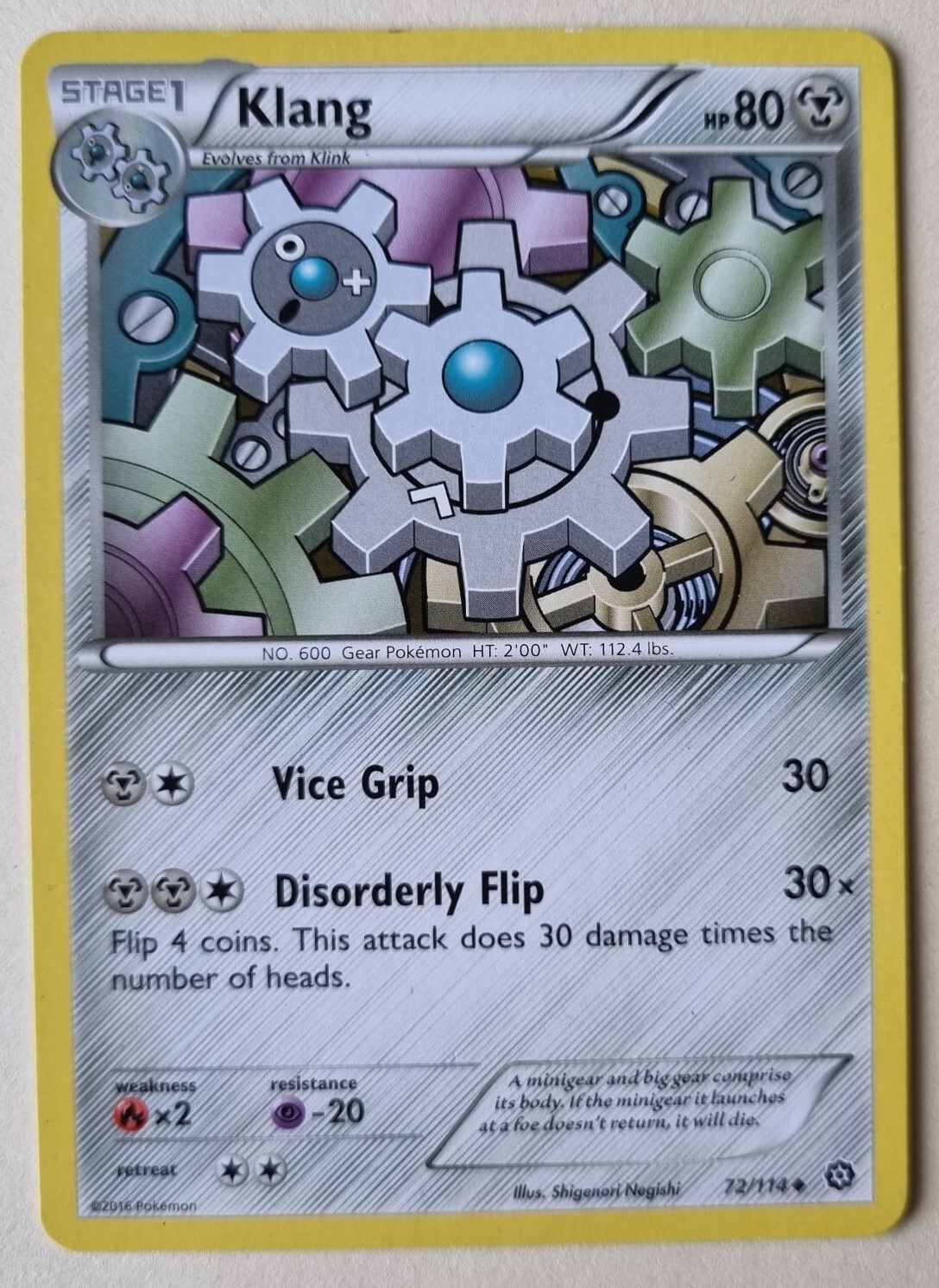 Klang Pokemon Card 72/114 Steam Siege Stage 1 Uncommon
