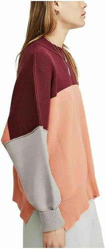 Color Block Sweater Orange Peach Size 