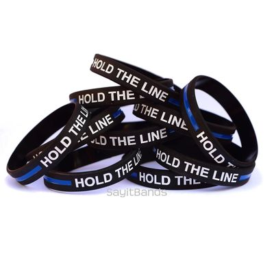 Braccialetto In Silicone HOLD THE LINE - Linea Blu Sottile - SayitBands, Confezione Da 2 - Foto 3