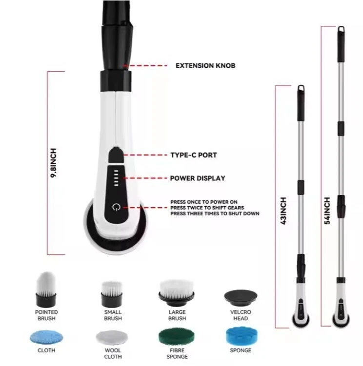 SPAZZOLA ELETTRICA Rotante Pulizia  PIASTRELLE Bagno Cucina 3 TESTINE 25W MZ-003 - Immagine 2 di 4