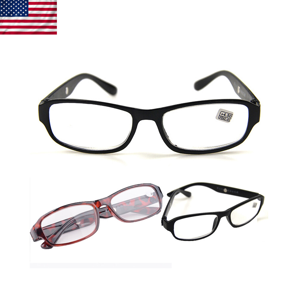 Reading Glasses +4.5 +5.0 +5.5 +6.0 Optical Lens Black/Red Plastic Frame Reader✦-image