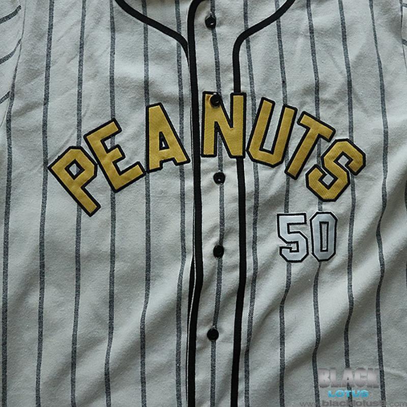 NEW Peanuts Snoopy Pinstripe Baseball Jersey size Medium 50 NEW Peanuts Snoopy Pinstripe Baseball Jersey size Medium 50