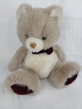 Gray Plush Teddy Bear With Bow Tie Stuffed Animal Toy