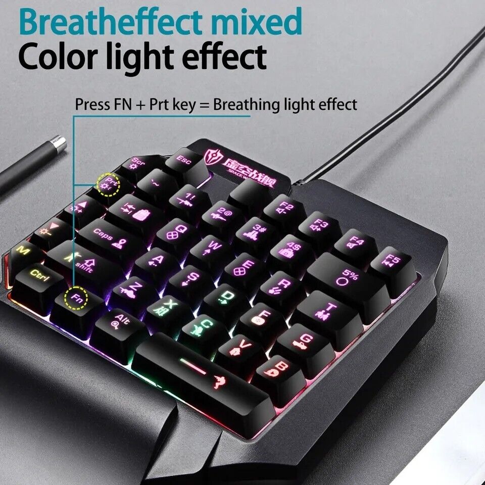 Teclado Gamer para Juegos Mini Teclado multicolor LED Mini Keyboard for  Gaming