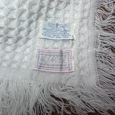VTG All Mine White Knit Baby Blanket 100 Acrylic Made In Japan RN 13711