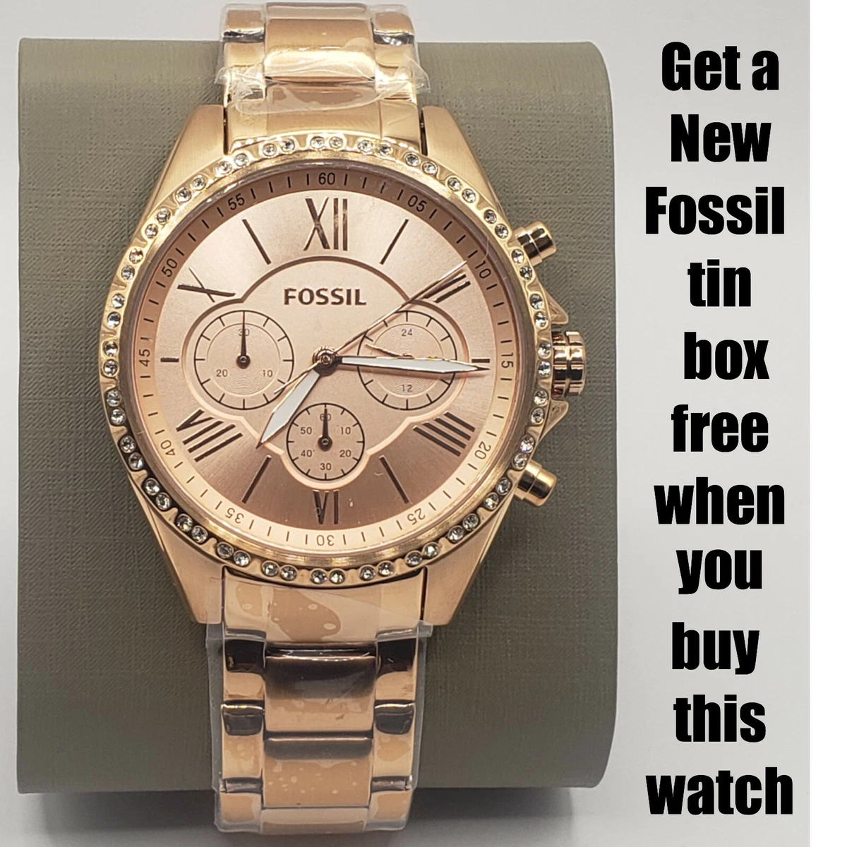 NEW AUTHENTIC FOSSIL WOMEN S WATCH MODERN COURIER CHRONOGRAPH ROSE GOLD BQ3377