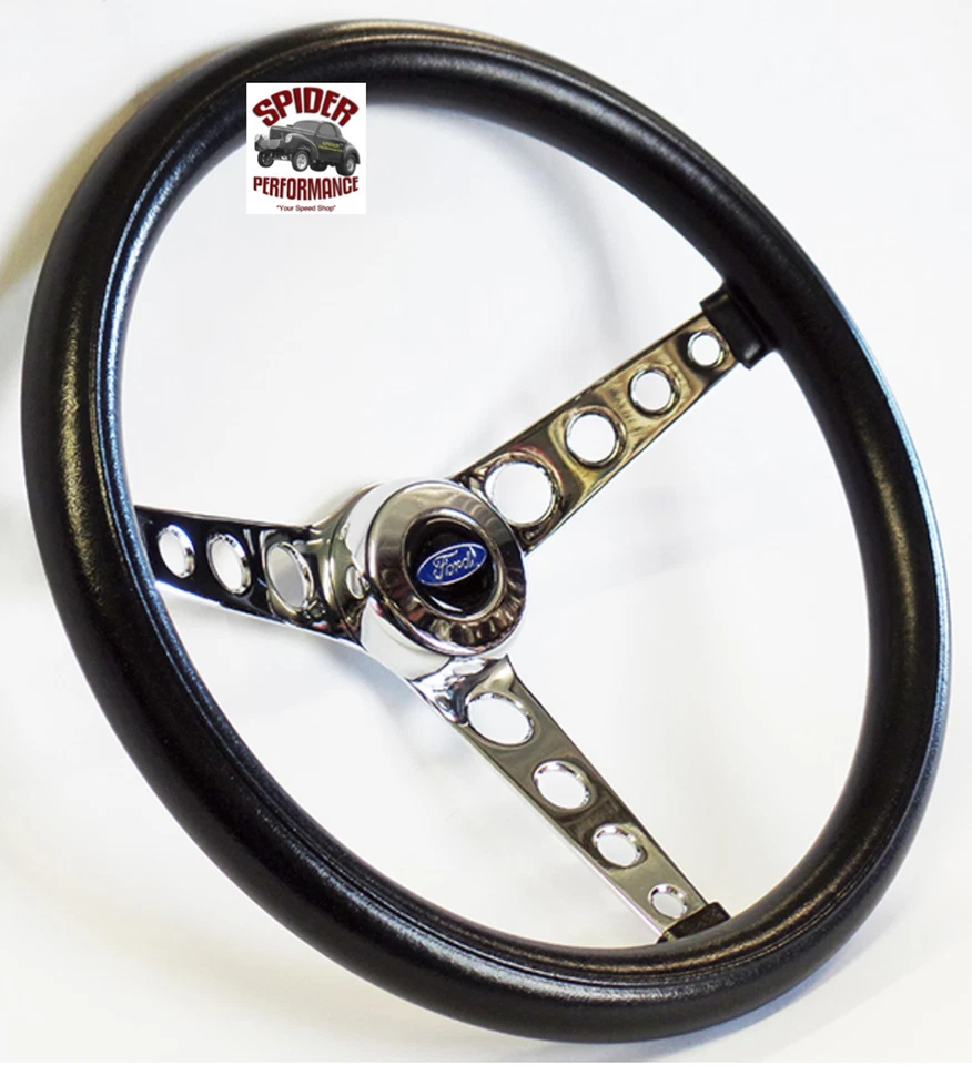1978-1991 Econoline steering wheel BLUE OVAL 14 1/2" CLASSIC CHROME - Image 2 of 4