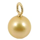Massive 14.5mm Golden South Sea Pearl Pendant Enhancer, 18K Yellow Gold #P6147