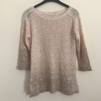 Jaclyn Smith Collection Ladies Sparkle Beige Jumper, Sweater Size M, Beautiful