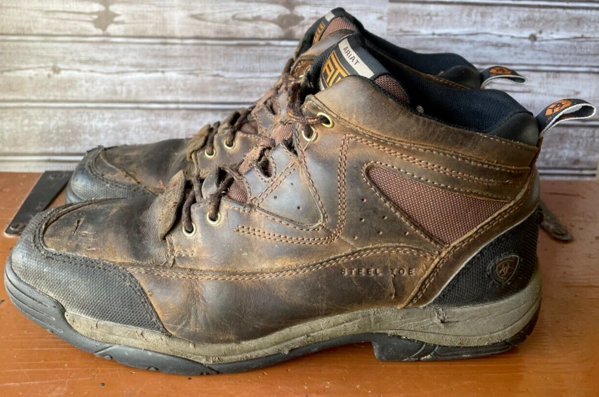 Ariat ATS Brown Leather Steel Toe Hiking Work Slip Resistant Boots