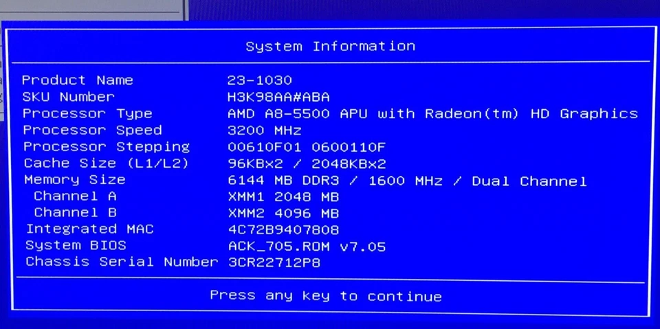 HP Pavilion 23 23in AIO AMD A8-5500 6GB RAM 120GB HDD WIN 10 HOME H2683B - Image 2 of 4