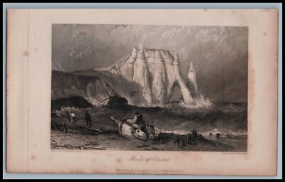Antique Engraving by Clarkson Stanfield ROCKS OF ETRETAT France 1834