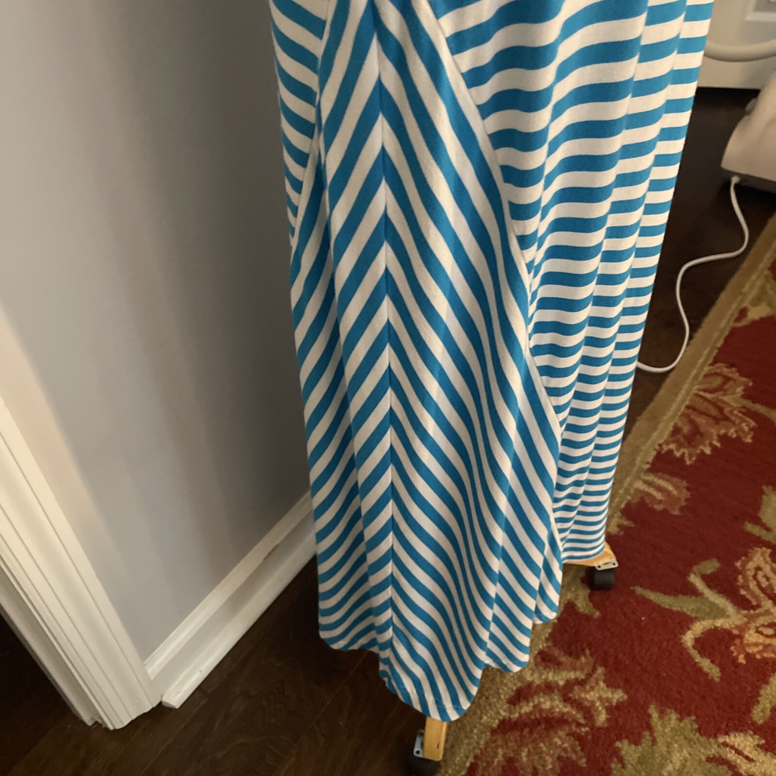 Calvin Klein Turquoise & White Striped Knit Sleeveless Maxi Dress Size 6 thumbnail 7