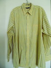 MEN'S RALPH LAUREN CHAPS YELLOW WRINKLE FREE STRIPED DRESS SHIRT SZ 17-17 1/2