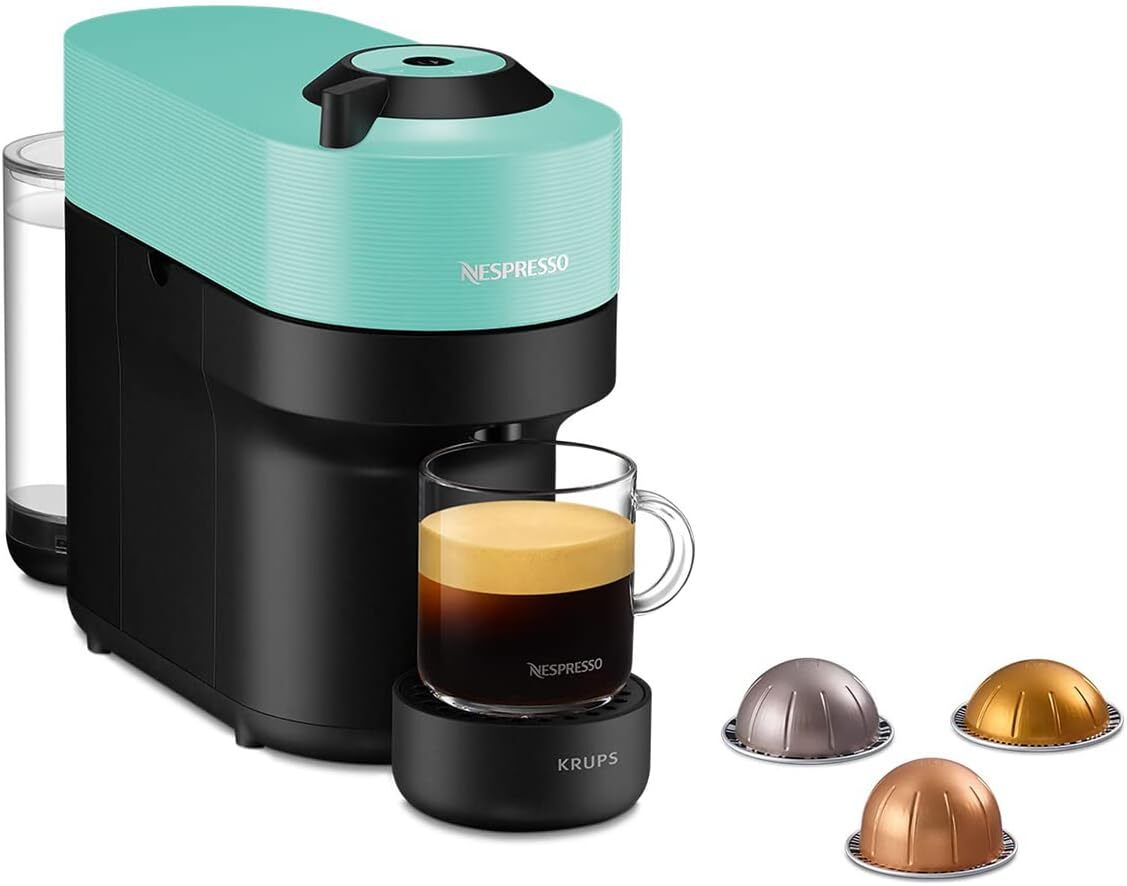 Nespresso Vertuo Pop XN9204K, Macchina caffè di Krups, Aqua Mint, Menta