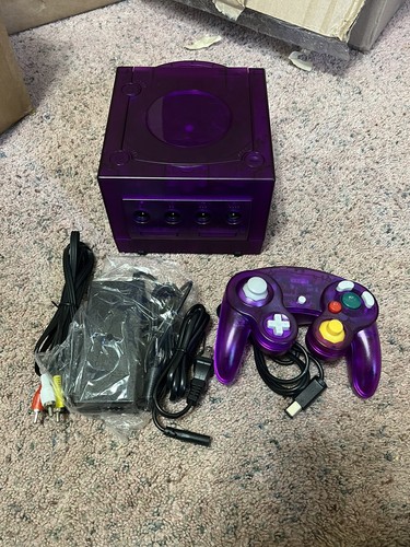 Nintendo GameCube With New Clear Purple Shell With SD Card Reader 64gb + Games