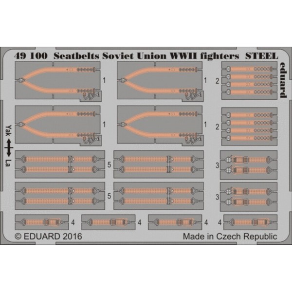 MW22 Eduard 49100 Seatbelts Soviet Union Wwii Fighters Steel 1/48 Pe Set For-image