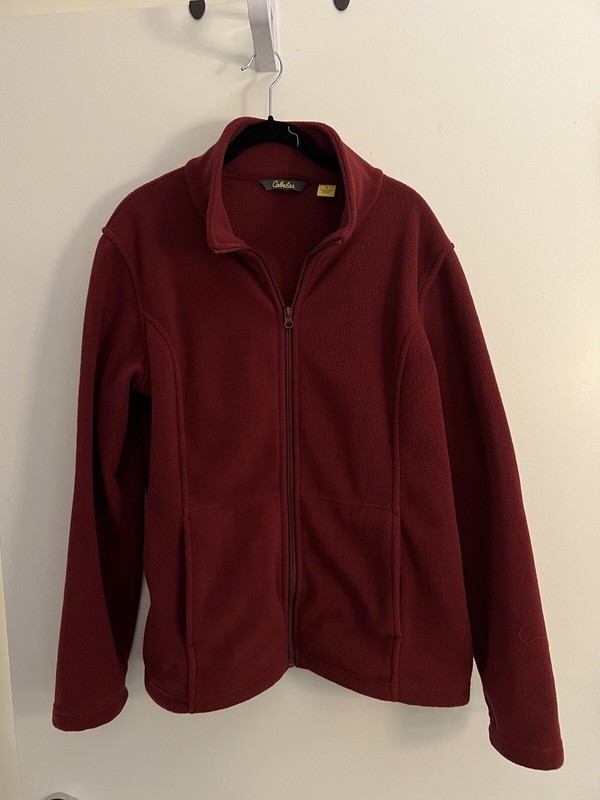 Cabelas Full Zip Womens Fleece Burgandy Size Large Ladies jacket
