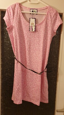 Leomuster-Kleid mit Gürtel, rosa-pink von André Borchers for AJC , Gr.38