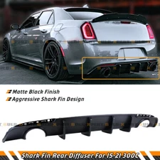 For 2015-2023 Chrysler 300 SRT Matt Black Shark Fin Rear Bumper Diffuser Valance