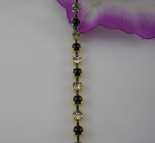 SS30 6m Diamante Trimming Pearl Crystal glass Rhinestone gold Chain setting - Picture 4 of 18