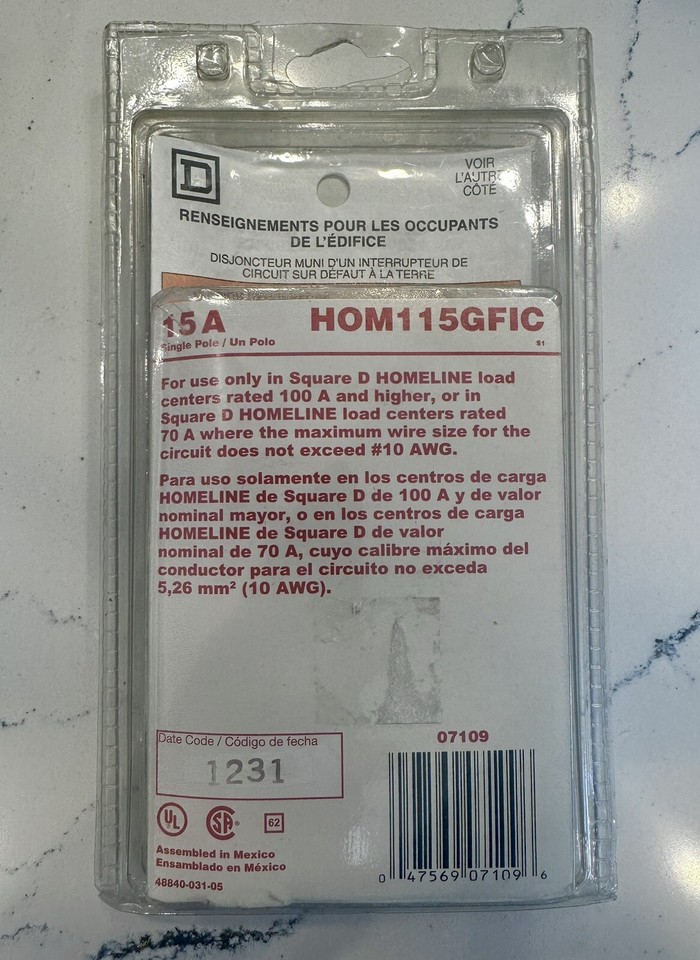 Square D Homeline HOM115GFI 1 Pole 15 Amp 120V AC Plug In HOM GFCI GFI - Foto 5