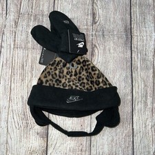 Nike Toddler Leopard Winter Hat and Mittens Girls NEW