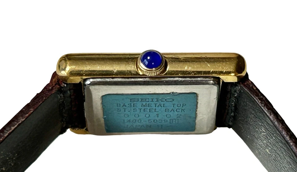 Reloj Seiko Tank con correa de cuero MOVADO tono dorado Foto 4 de 4