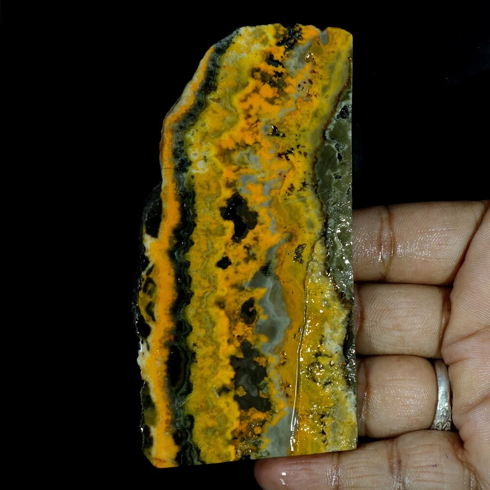 Bumblebee Jasper, slab, cabbing rough, lapidary, gemstone, orange, black,#R643 - Image 2 of 4